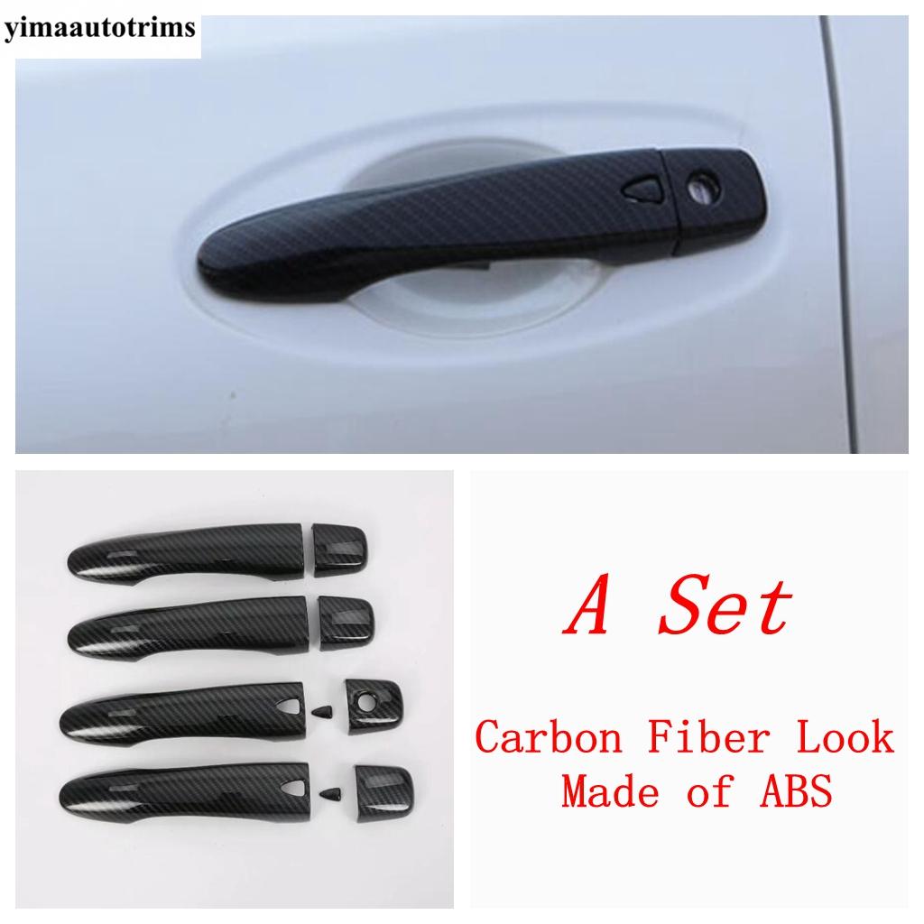 Door Handle / Rearview Mirror Cap Shell Cover Trim For Nissan Navara NP300 / Terra 2017 -  Chrome / Carbon Fiber Accessories