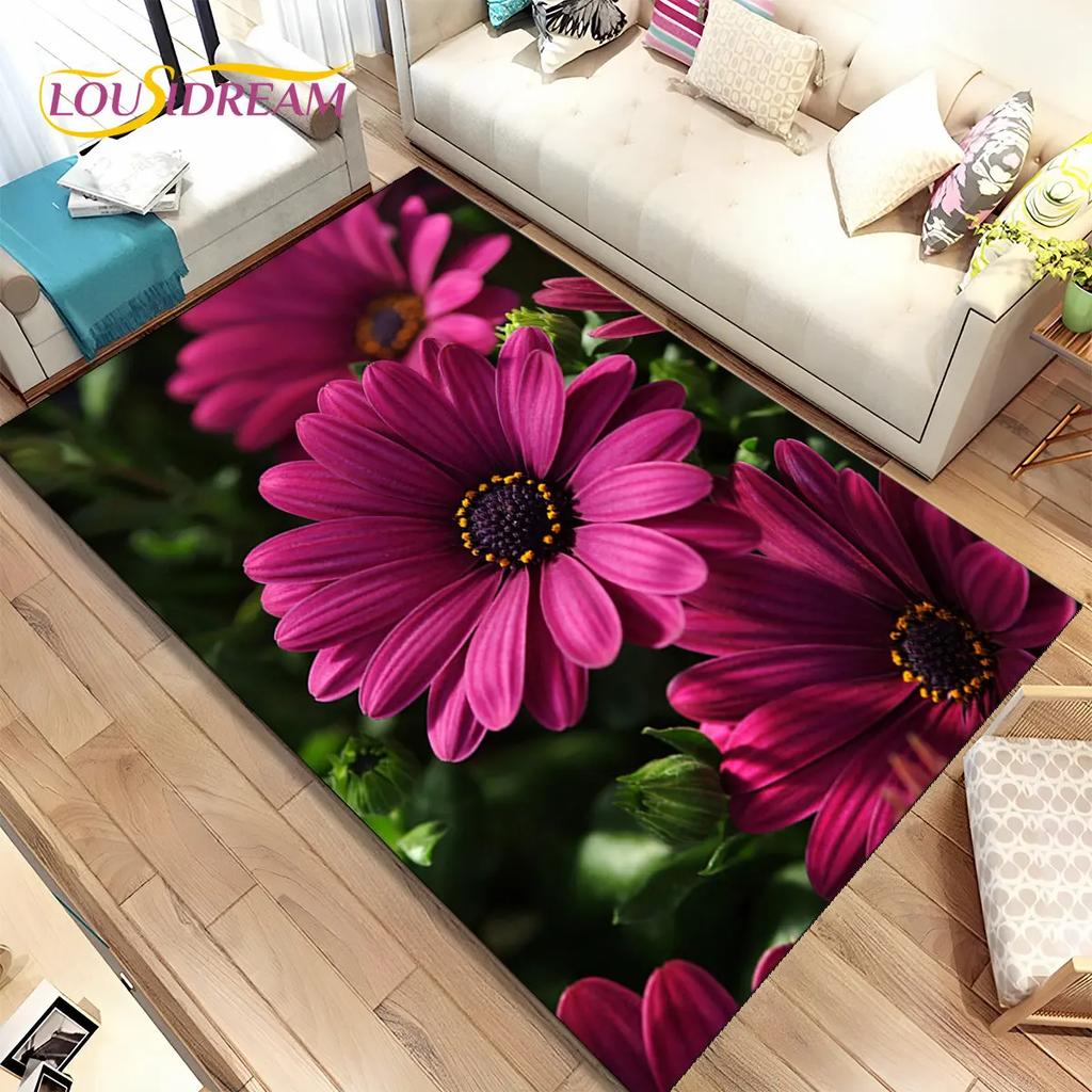 Nordic 3D Daisy Flower Area Rug,Carpet Rug for Home Living Room Children Bedroom Sofa Doormat Decor,kids Play Non-slip Floor Mat