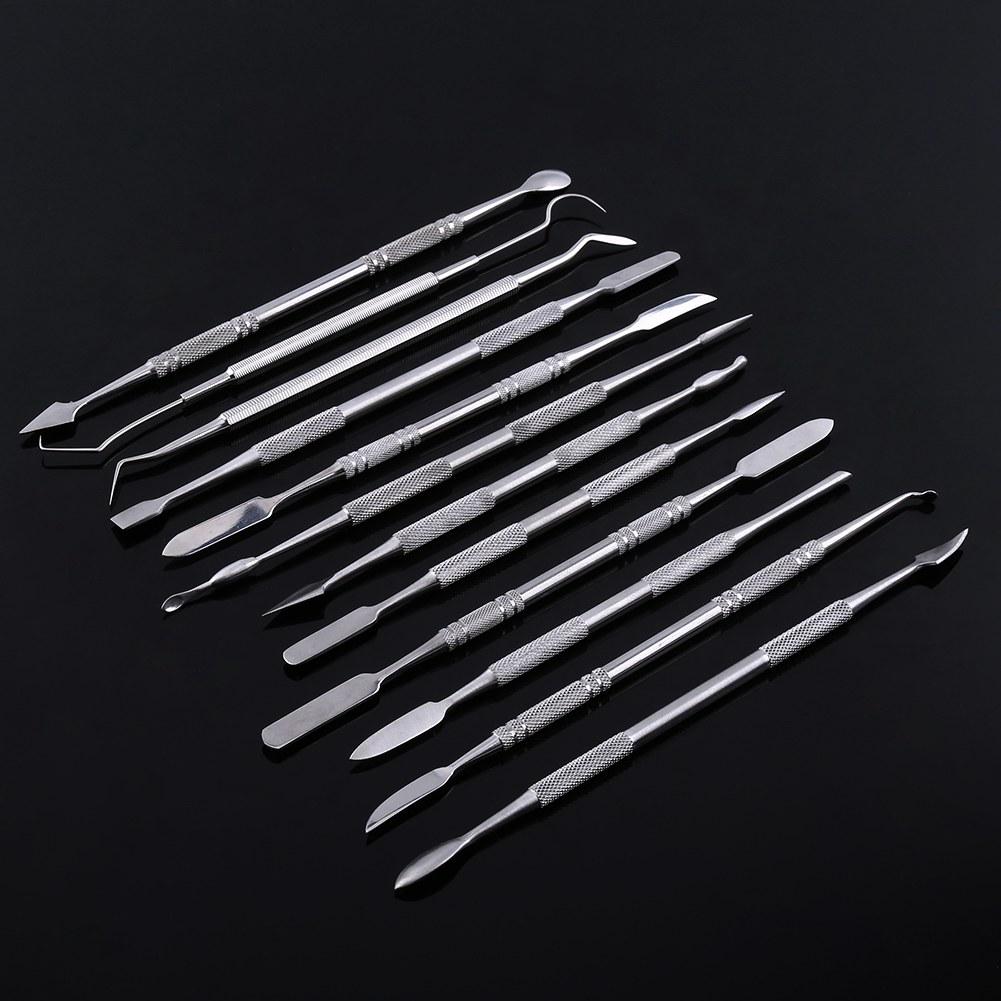 12pcs Stainless Steel Double Sided Wax Carving Tool Kit Set for Decoration Jewelry Dental Lab
