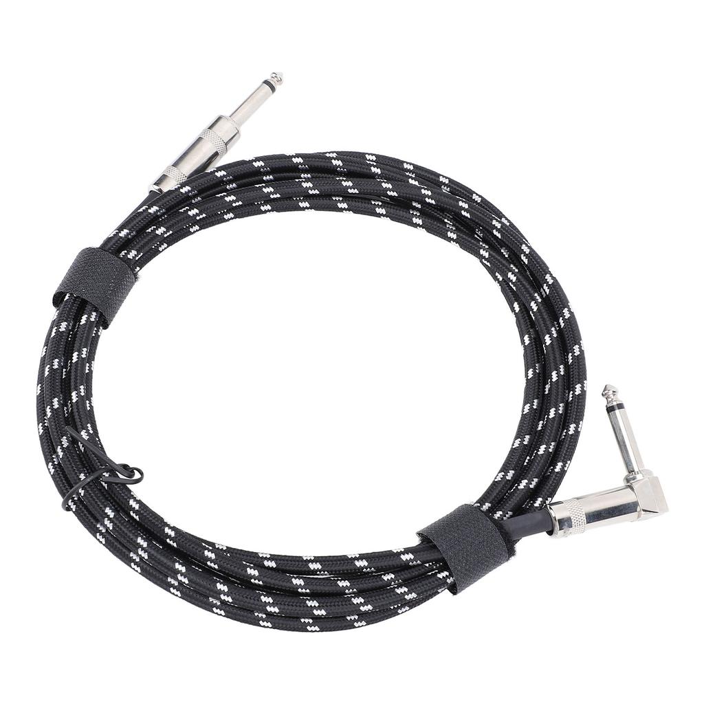 6.5mm Guitar Cable Right Angle To Straight Connector Nylon Braided Noise Reduction Guitar Connection Cord 3 Meters