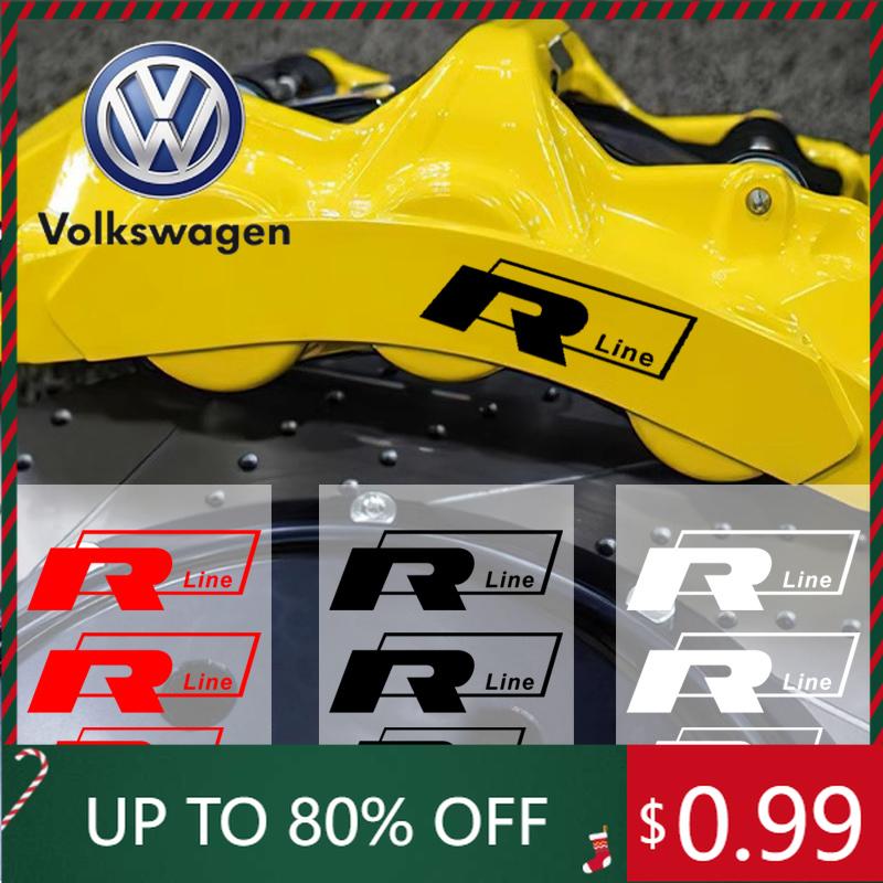 2026 Caldo Per VOLKSWAGEN VW 4 Pezzi Adesivi Vinilici per Pinze Freno Auto Decalcomanie per Ruote Veicolo per Volkswagen VW Rline Golf 3 5 Polo Passa