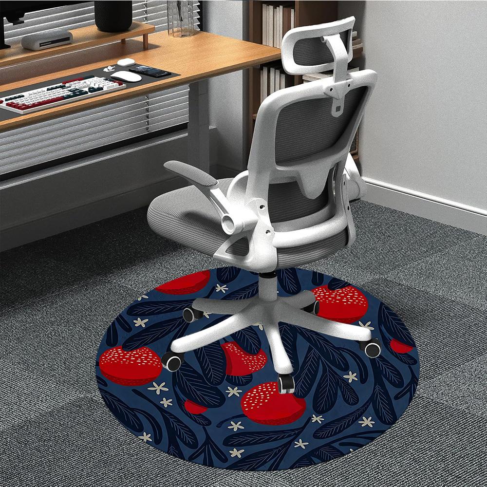 1pc Cherry Pattern Office Round Rug, Carpet for Office, Gaming, Lightweight Round Floor Mat yy260205088 80cm by 80cm