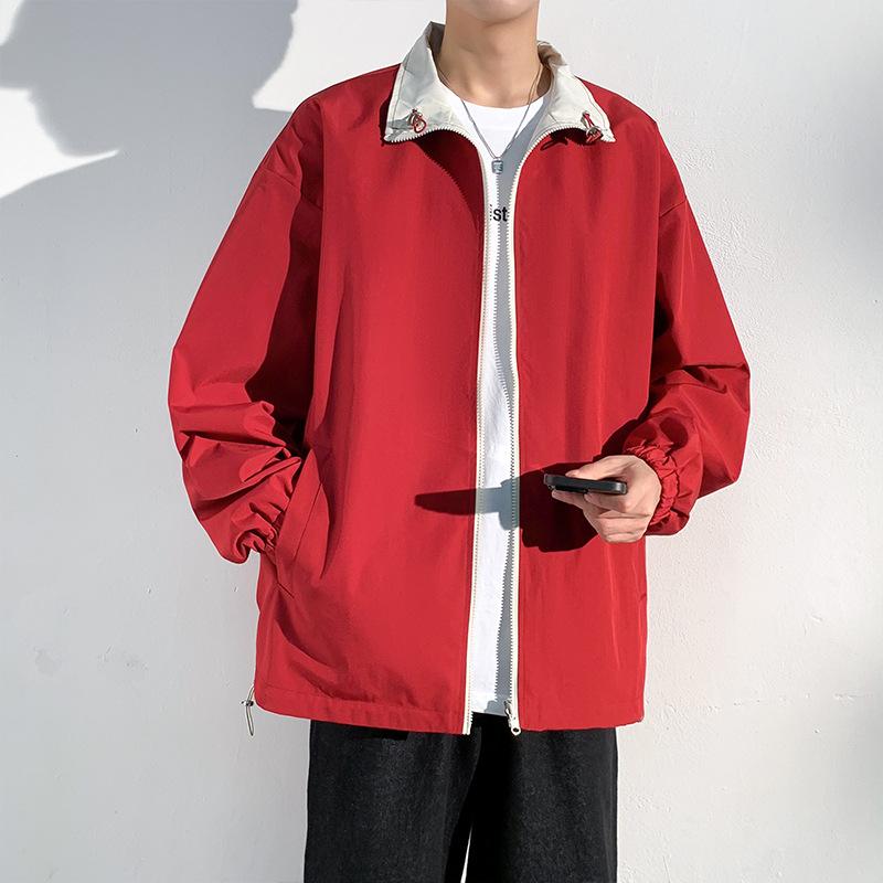 New Double-sided Jacket, New Spring and Autumn Versatile Trendy Brand Stand-up Collar Loose and Simple Neutral Couple Casual