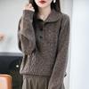 Women's Thickened Lapel Sweater: Warm Stand-up Collar Knitwear for Autumn/Winter