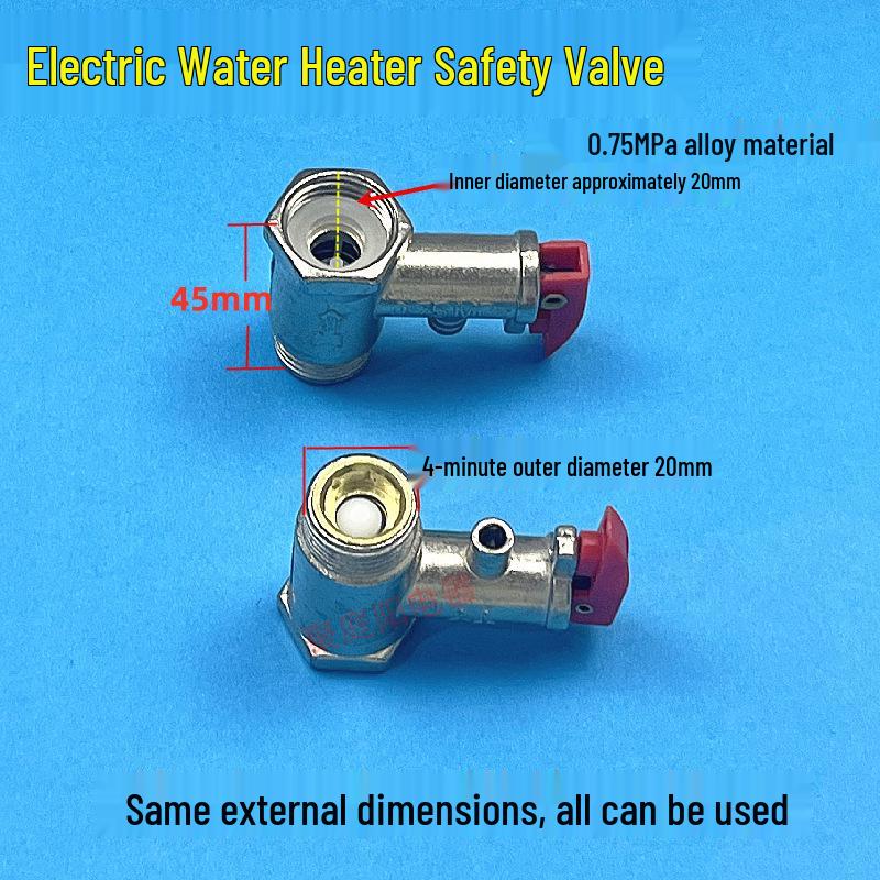 4-Point Electric Water Heater Safety Valve Kit: 0.75MPa Check, Relief, Pressure Reducing, and Hot Water Valves
