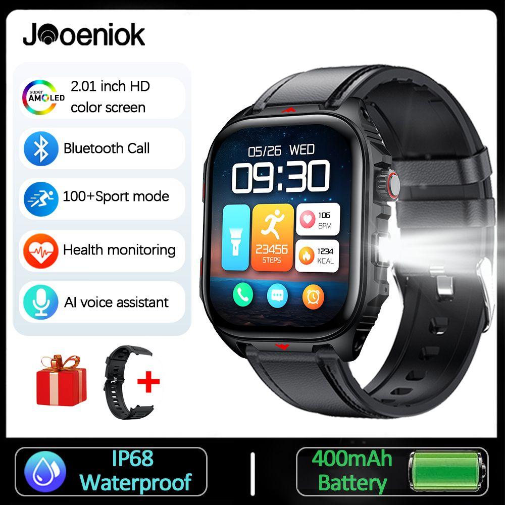 New 2.01-inch Full Touch Screen SmartWatch Sleep Monitoring IP68 Waterproof Bluetooth Call LED flashlight Smart Watch Men