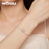 WOSTU 925 Sterling Silver Lovely Pink Butterfly Charm Bracelets for Women Hollow Insect Zircon Chain Link Girl Birthday Jewelry