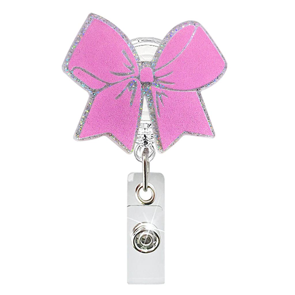 Bowknot Acrylics Badges Holder with Swivel Alligator Clip Retractable Badges Reel for Nurse Doctor Student Teacher