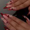 Cross-border Polka Dot Wearing Nail Long Pointed Nail Small Flower Ladybug Nail Art Piece 24 Pieces Sweet Nail Art Source Factory Wholesale