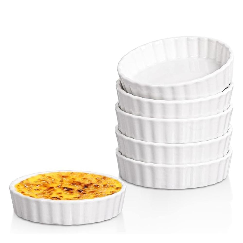 6pcs Shallow Tart Baking Pan Ceramic Souffle Dishes Mini Pie Baking Tray  Bakery