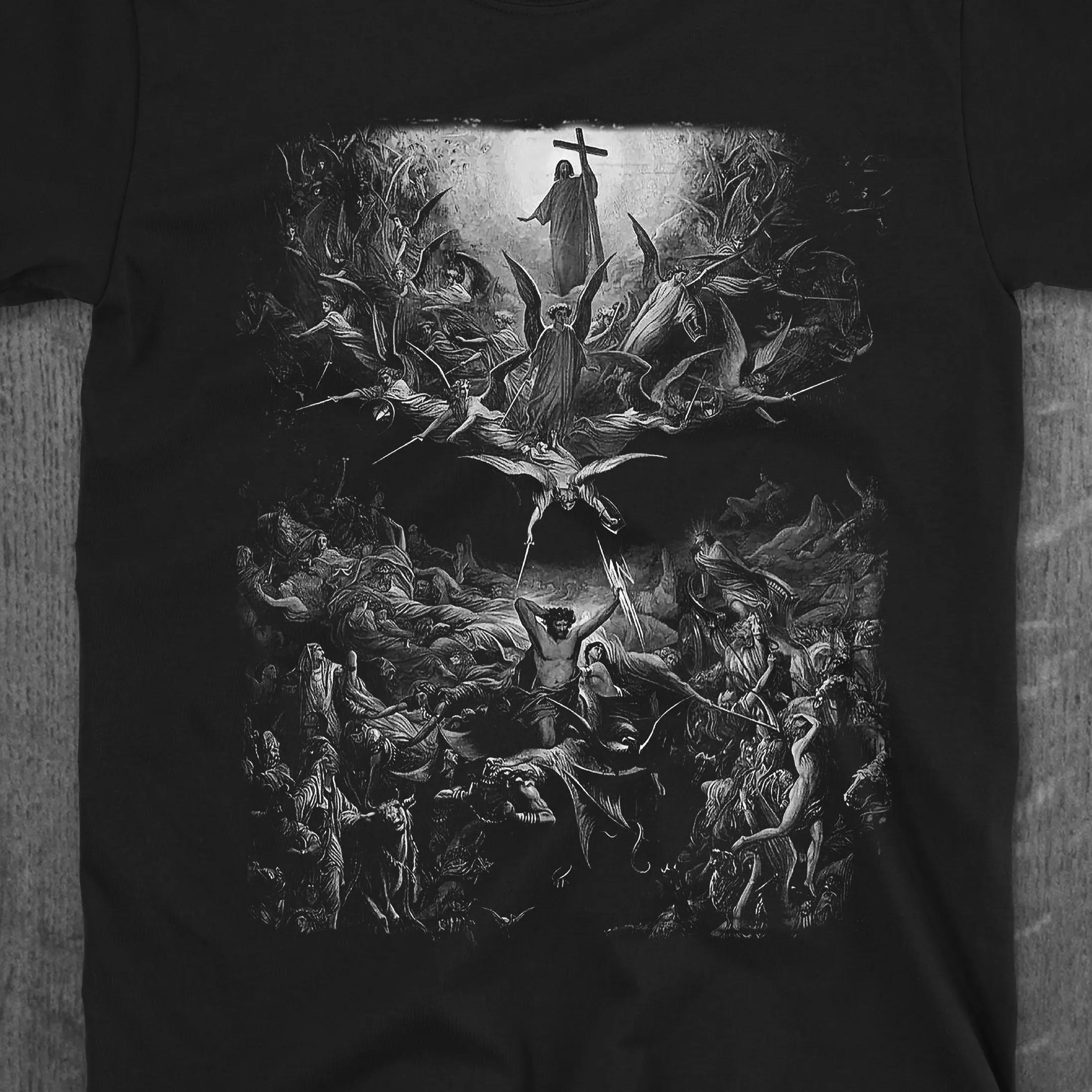 

Найкращий Продаж Модна Нова Християнська Футболка Тріумф | Футболка з Релігійним Мистецтвом Гюстава Доре | Готичні Ангели Проти Язичницьких Богів Чоловіча Футболка 4XL