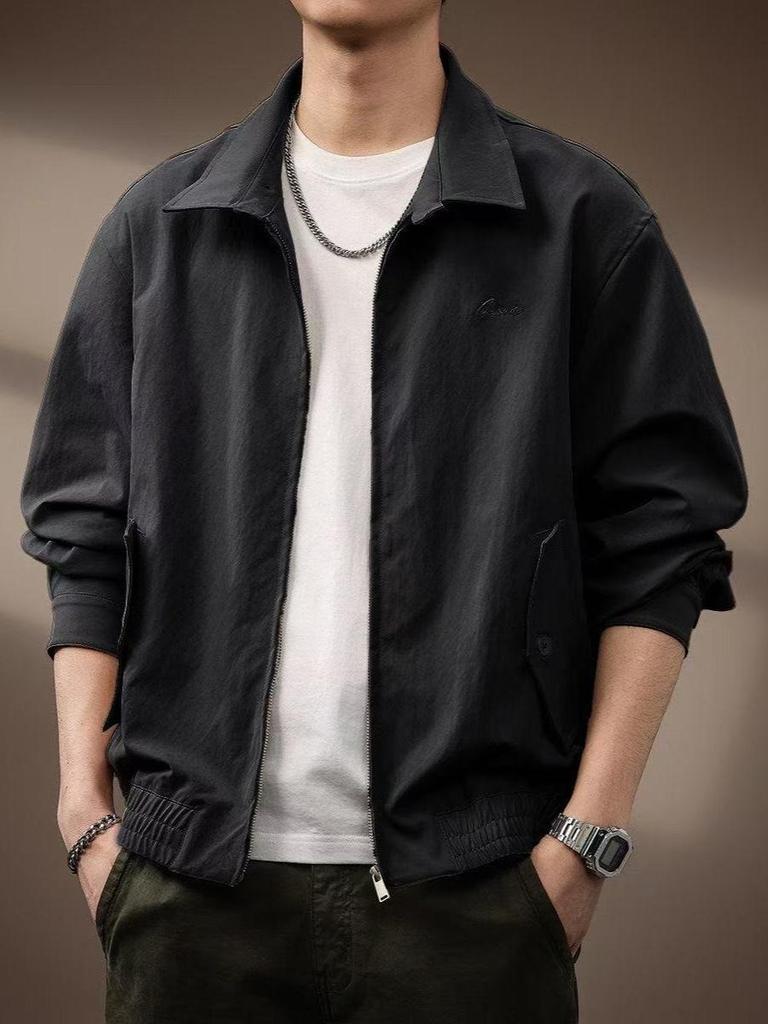 Heren Lente Retro Harrington Jas - Trendy, Losse Pasvorm, Kraag Werkkleding Stijl