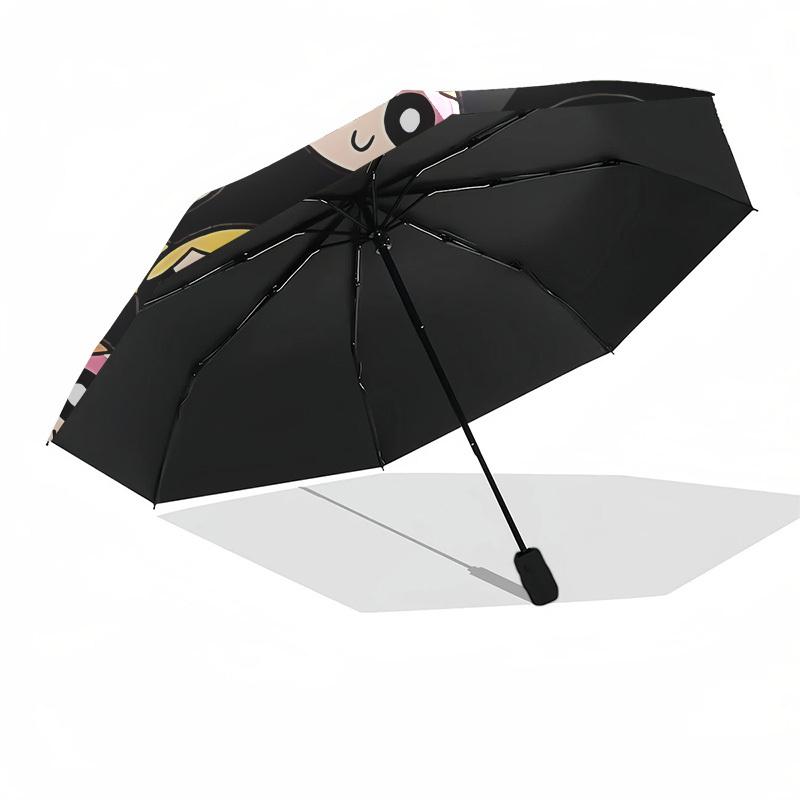 1pc Powerpuff Girls Auto Personality Cute Umbrella | Portable Foldable 8-Rib Manual Open, Cute Halloween & Christmas Gift for Outdoor, Casual Accessor