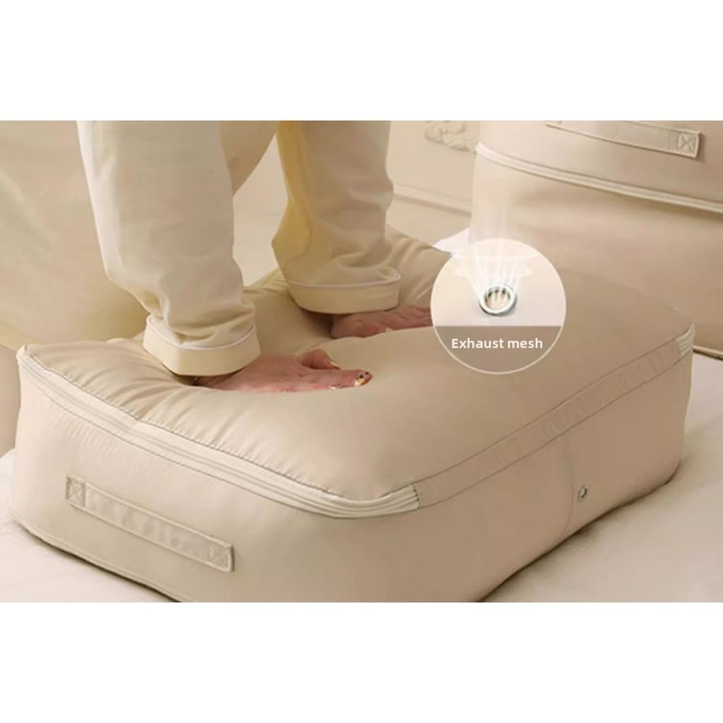 Space Saving Self Compressing Storage Bag - Large Capacity Durable Storage Bag, Dustproof Polyester Material Double Zipper Design, Linen Storage Bag