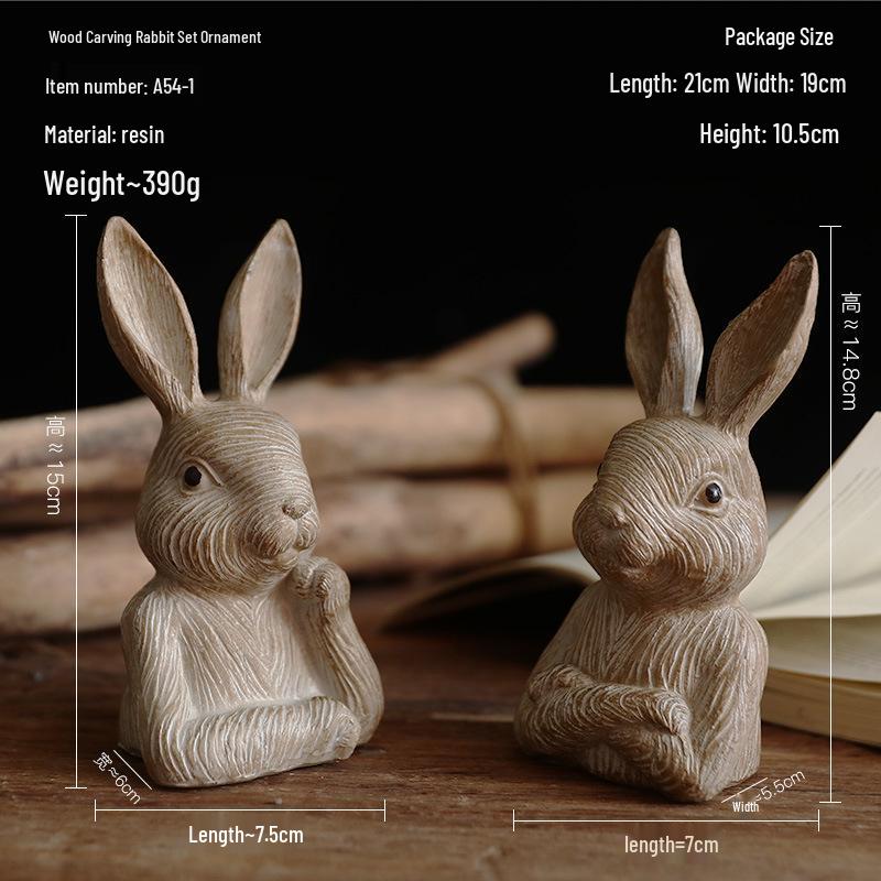 Nordic Cute White Rabbit Resin Figurine - Home Decor & Photo Prop