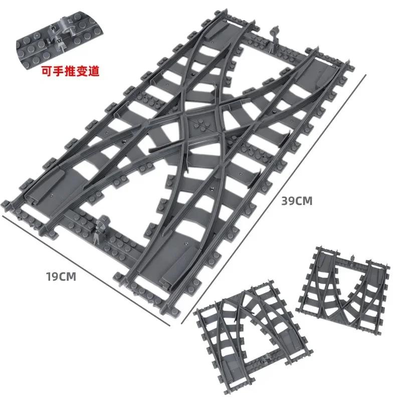 City Trains DIY Building Blocks Straight Curved Rail Bricks Parts Bridge Tunnel Model Soft Flexible Cross Tracks Railway MOC Toy