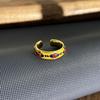 2026 Gold Glaze Luting Retro British Style Color Rice Flag Open Ring Female Simple Flower Light Luxury Temperament Ring