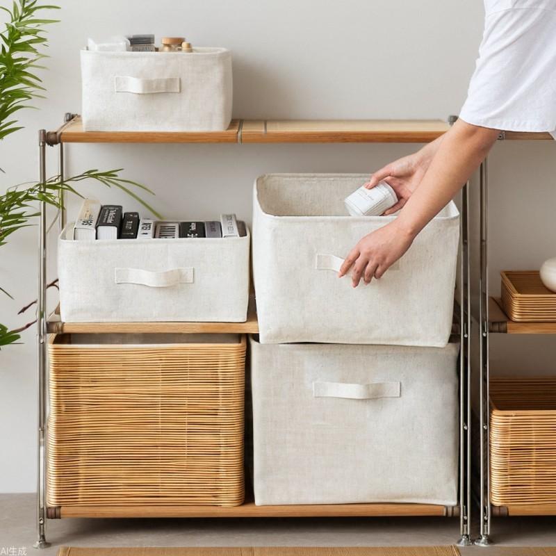 Cotton Linen Storage Bin With Waterwash And Multiuse Design For Home Organization