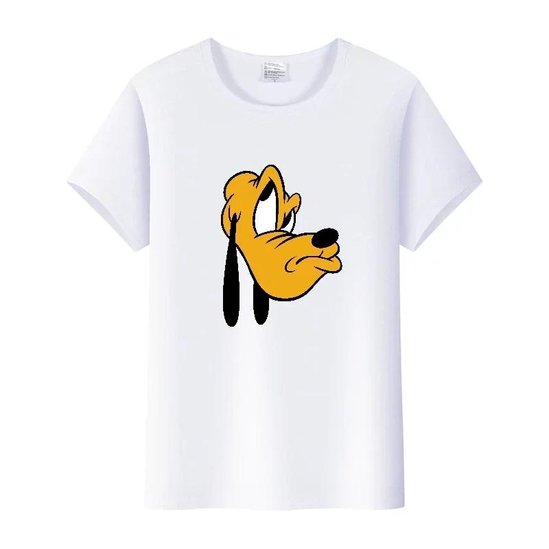 Funny Disney Cartoon Tees Mickey Mouse Pluto Graphic Woman Summer Crop Tops Mens T-Shirts Loose Clothing Grunge Y2K Blouses