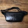 NZPJ Genuine Leather Men's Chest Bag Leisure Top Layer Cowhider Messenger Bag Black Tablet Computer Bag  For 8-Inch IPad