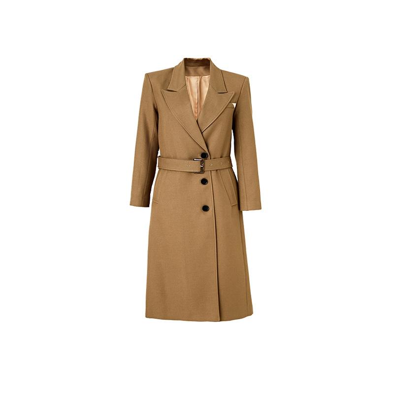 

тренч маленький осенне-зимний новая мода высококачественное средней длины двубортное пальто XL абрикосовый