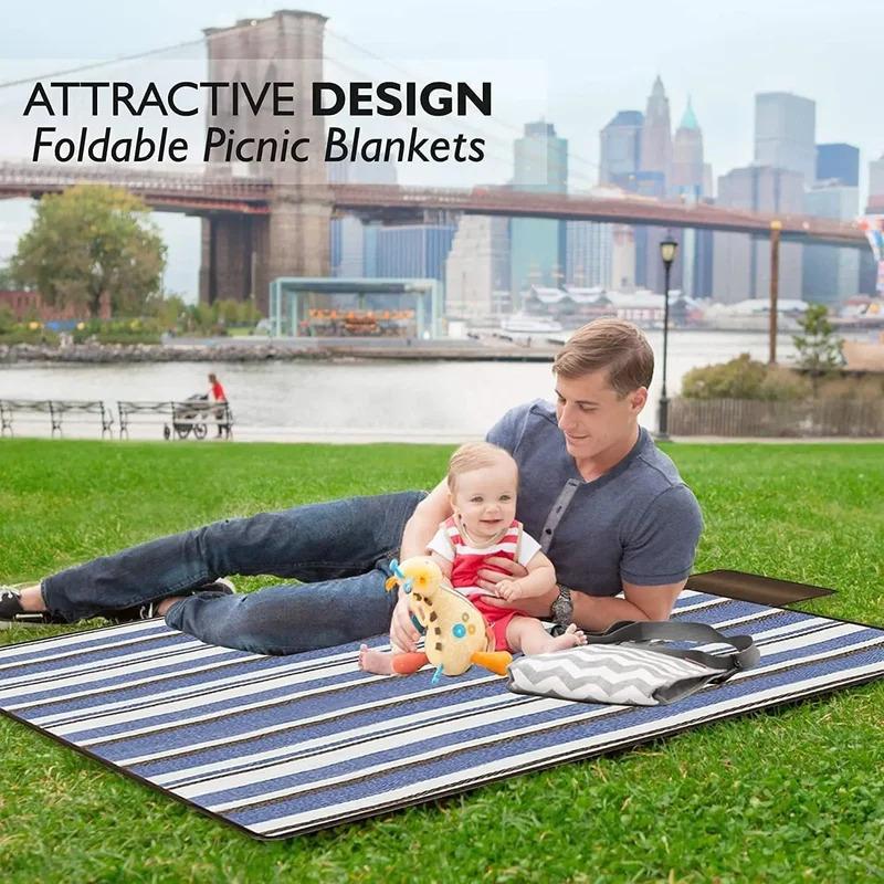 Extra Large Picnic Blankets, Waterproof Sandproof Foldable Outdoor, Fashion Handy Tote, Beach Mat for Spring Summer Campingnkets