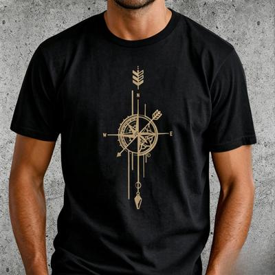 Compass Graphic Tee Unisexs Nature Tshirt Cotton S4x Camping Tee Outdoors Gift For Him Summer Unisexs Casual Tshirt