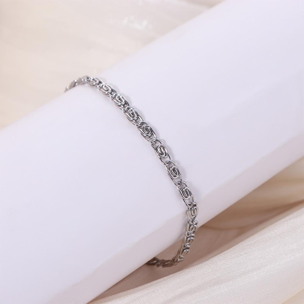 Thin Stainless Steel Bracelet Paper Clip Gold Bracelets Women Geometry Hands Jewelry  Lady