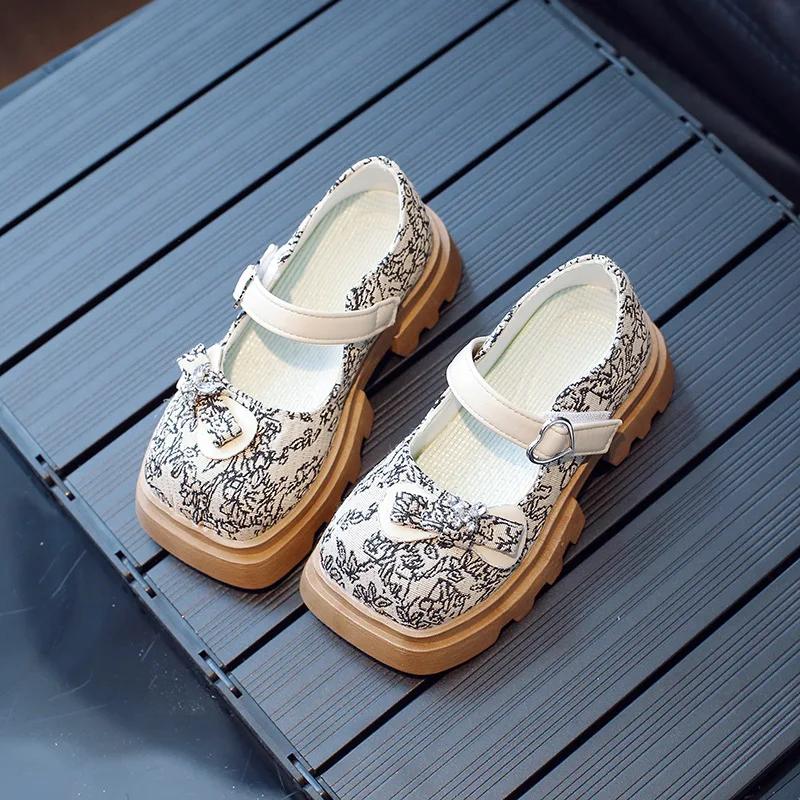 

Новые туфли Мэри Джейн для девочек на вечеринку 2025 года с бантом из страз, свадебные туфли для девочки-цветочницы, дышащая подкладка для детей, принцесса, вечеринка, свадьба 31 бежевый