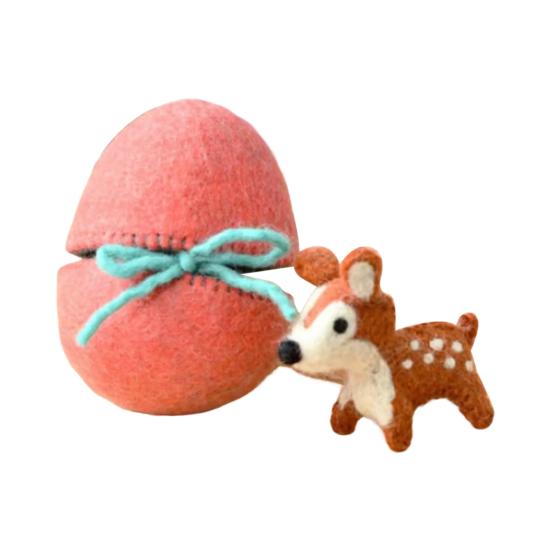 Surprise Easter Egg from Wool Felt Handmade Felted Easter Egg with Small Animals Hidden Inside Easter Basket Stuffer for Home Decor