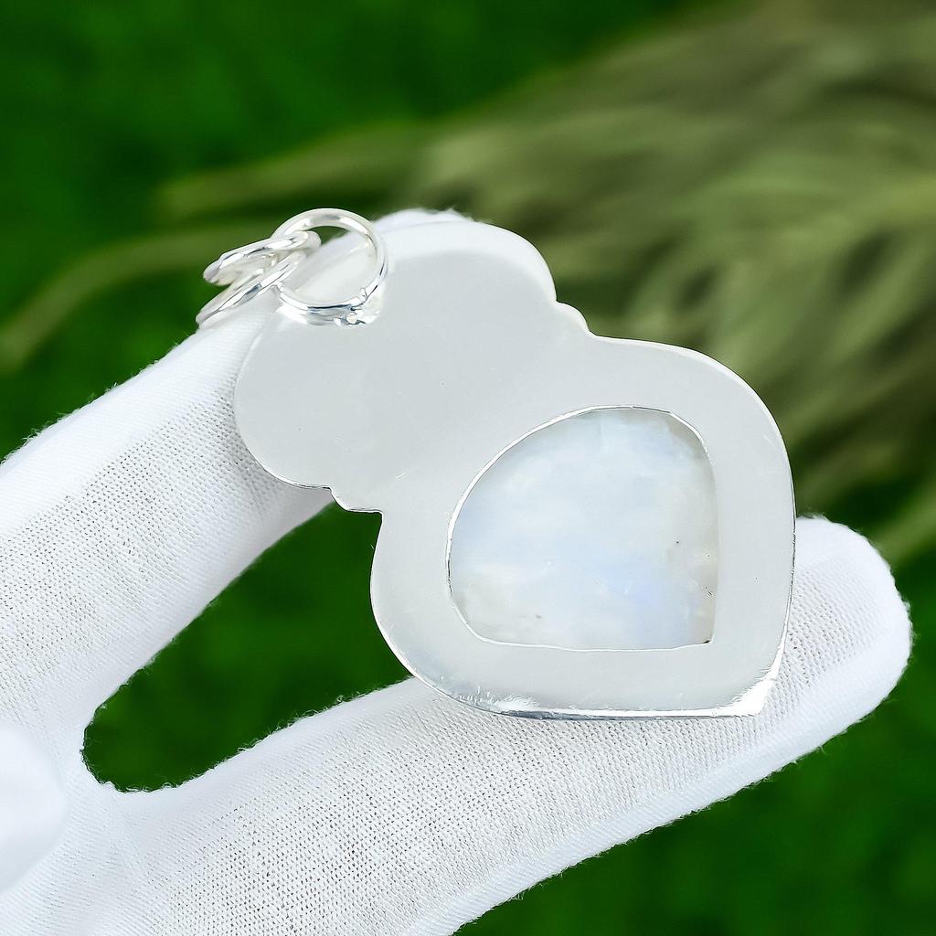 Friendship Day Deal 925 Sterling Silver Rainbow Moonstone Stone Handmade Pendant