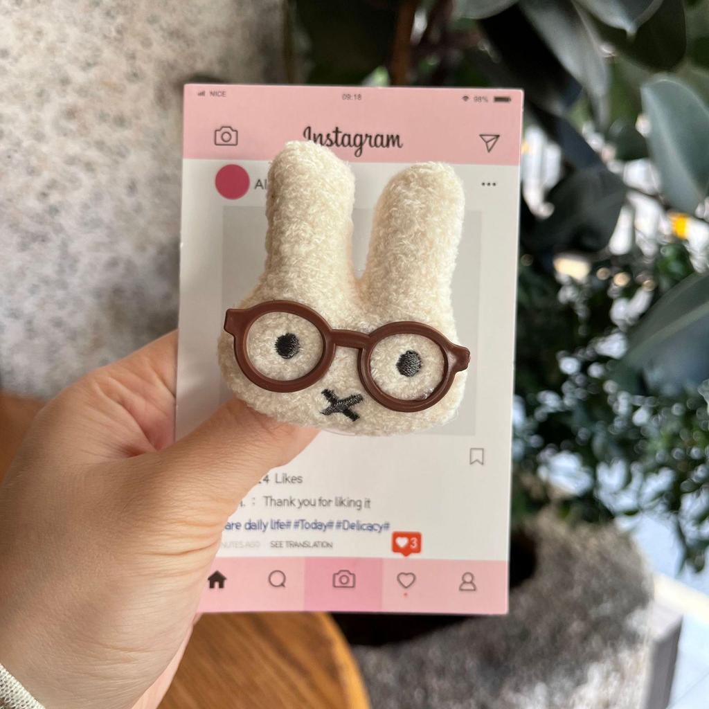 Japan Korea Cute Cartoon Glasses Miffy Phone Case with Retractable Airbag Holder