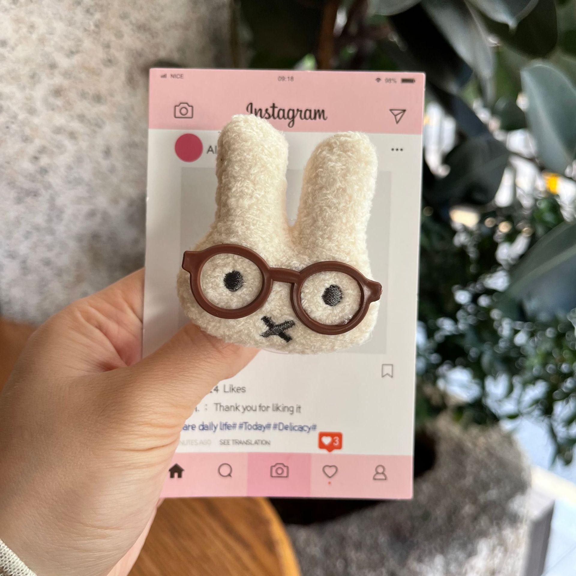 

Japan Korea Cute Cartoon Glasses Miffy Phone Case with Retractable Airbag Holder Transparent Stand
