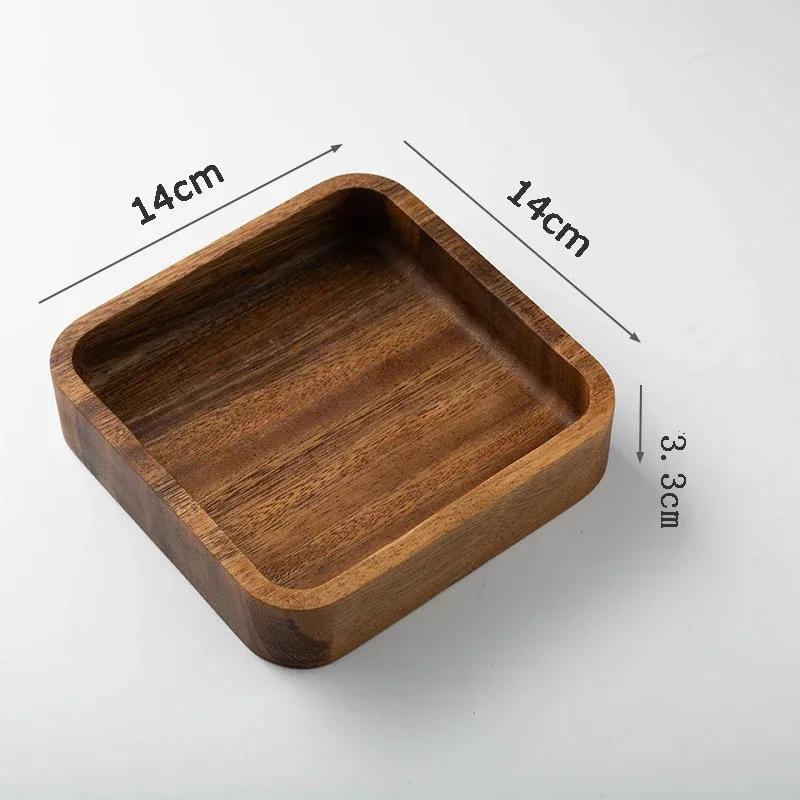 Breakfast Plate Rectangular Deep Plate Tray for Food Snack Dish Fruit Bowl Wooden Tableware Plates Trays Serving Dry Wood Dining