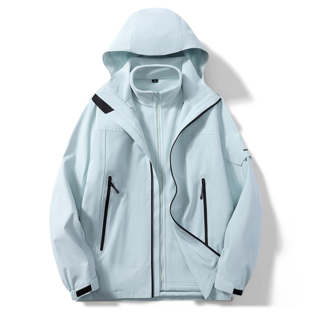 Outdoor Three-in-one Rubber Jacket for Men's Waterproof Hiking Hiking Hiking Hiking Clothes Detachable Fleece Jacket for Women