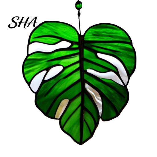 Transparent Acrylic Leaf Hanging Pendant, Waterproof Sunproof Window Hanging, Decorative Four-leaf Clover Pendant Ornament with Colorful Light Effects