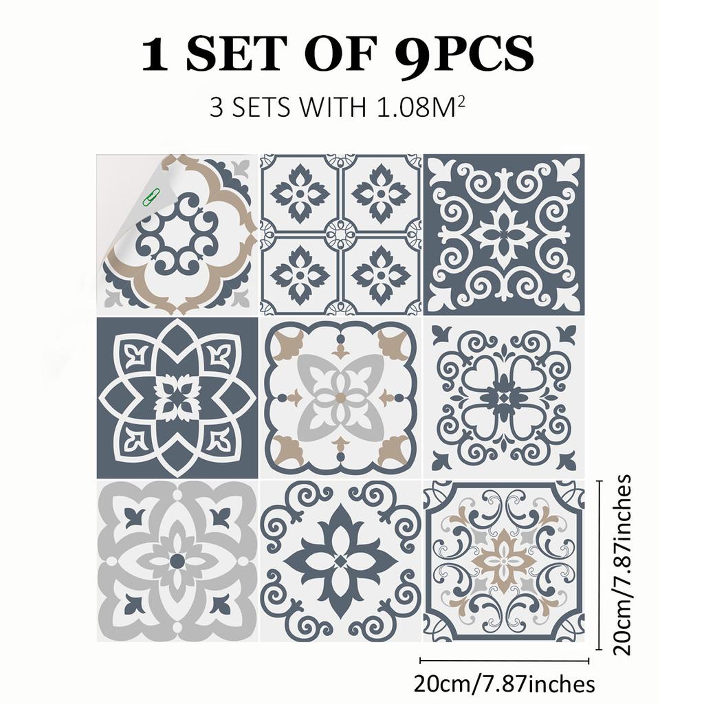 Mediterranean Wind Thickened Living Room Wear-Resistant Retro Pvc Floor Sticker Matte Floor Tile Self-Adhesive Bathroom Wall Sticker