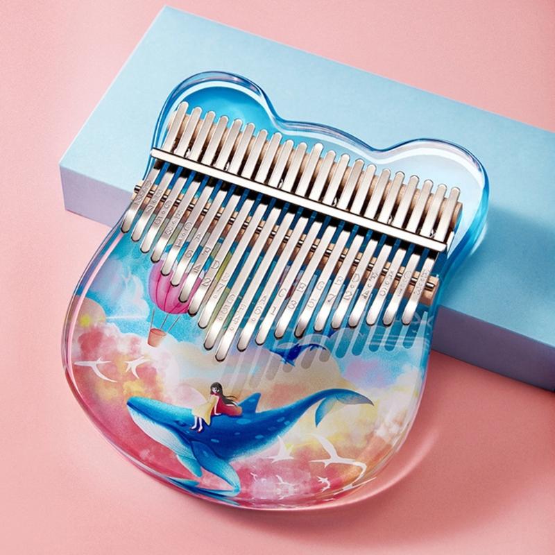 Profession Kalimba 17/21 Keys Thumb Piano with Study Instruction & Tune Hammer Acrylic Finger Piano for Kid Beginners