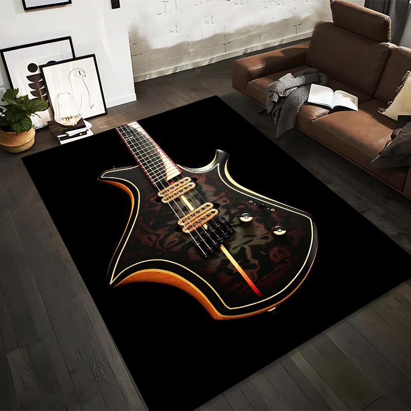 Guitar Design Pattern Rug Non-slip rug suitable for living room and bedroom sofas