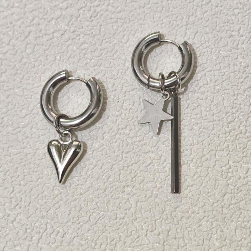 Punk Long Heart Star Pendant Earrings For Women Simple  Geometric Circular Ear Buckle  Trendy Jewelry Gift