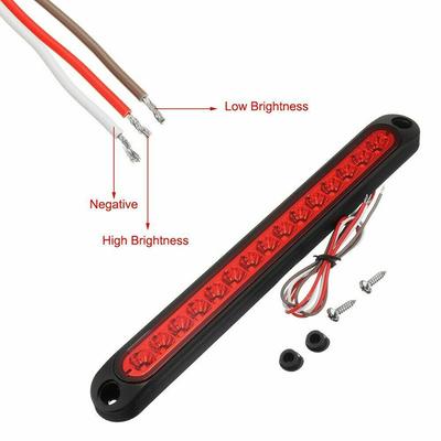 1Pc 25Cm 15 Led Red Sealed Trailer Truck Rv Stop Tail Rear Brake Turn Light Bar