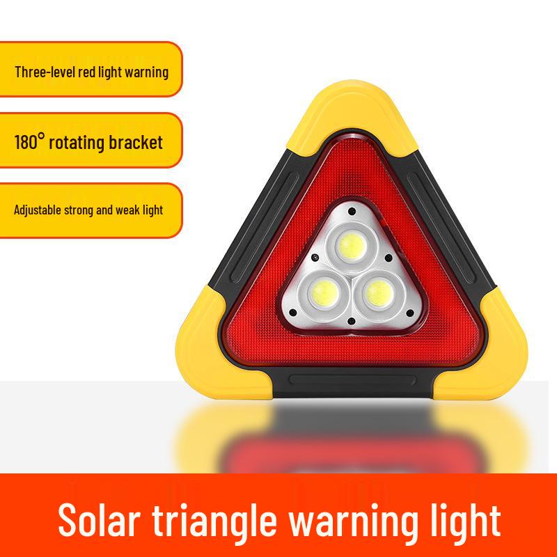 Solar-Powered Triangle Emergency Warning Light for Vehicles