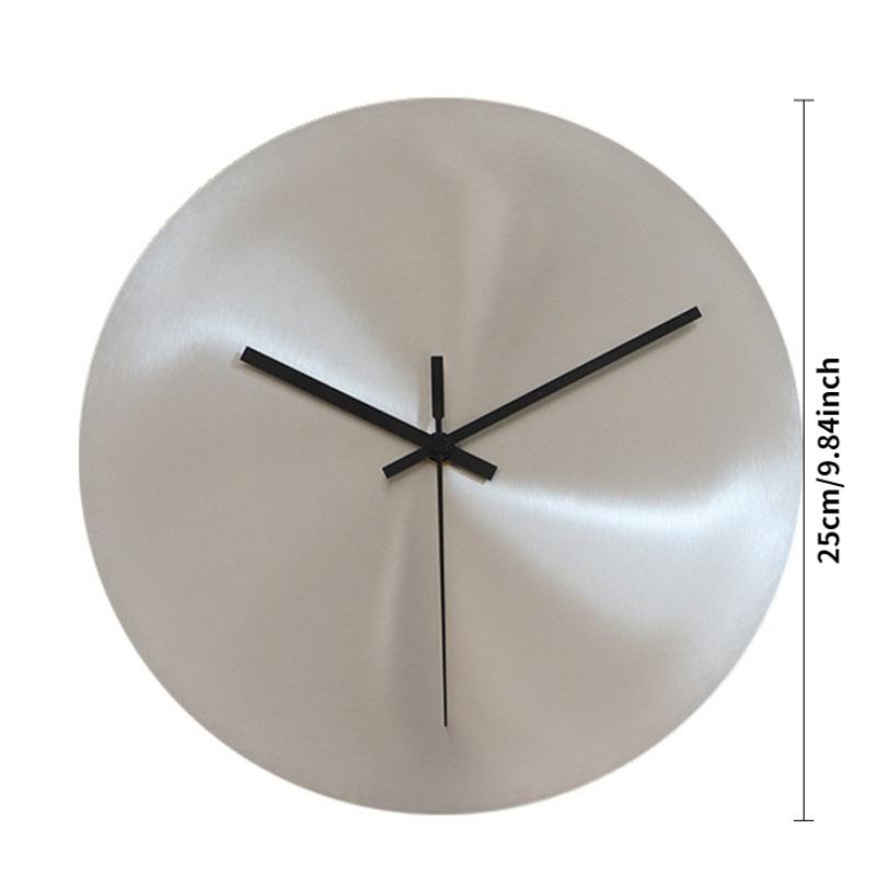 Round Silvery Silent Wall Clocks Industry Numberless Living Room Wall Watch Stainless Steel Panel Modern Simple Home Decor