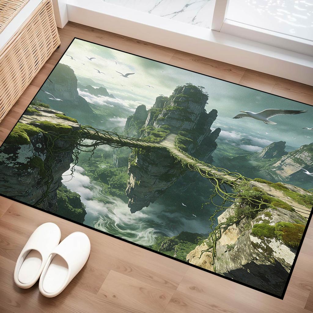 3D Optical Illusion Stone Stair Rug,Non-Slip Floor Mat for Bedroom Living Room Unique Visual Effect Carpet for Home Office Decor