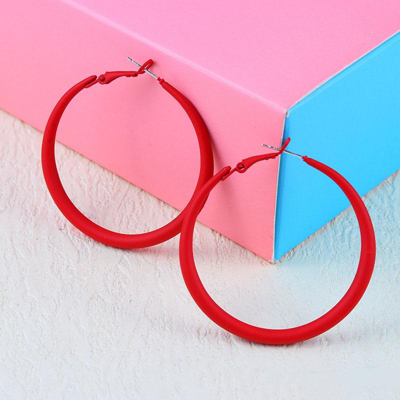 Trend Smooth Hoop Earrings for Women Pink Blue Black Red Korean Sweet Purple Loop Earings 925 Silver Needle
