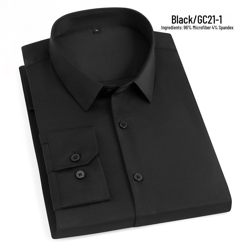 Pánská košile s dlouhým rukávem nežehlivá - Přizpůsobitelné logo, Ležérní jednobarevná pro práci a podnikání