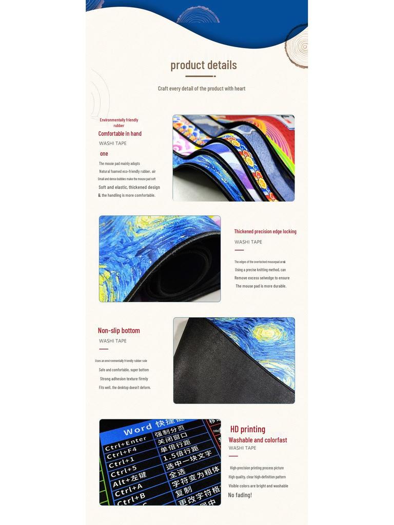 English Edition Large Quick Keys Mouse Pad with Stitched Edges - Custom Heat Transfer Design for Office Desks