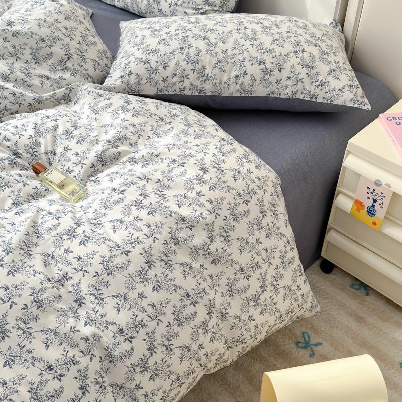 Luxurious 100% Cotton Floral Bedding Set Duvet Cover Set - Ultra Soft Breathable, 1 Duvet Cover 2 Pillowcases,Single/Double/King