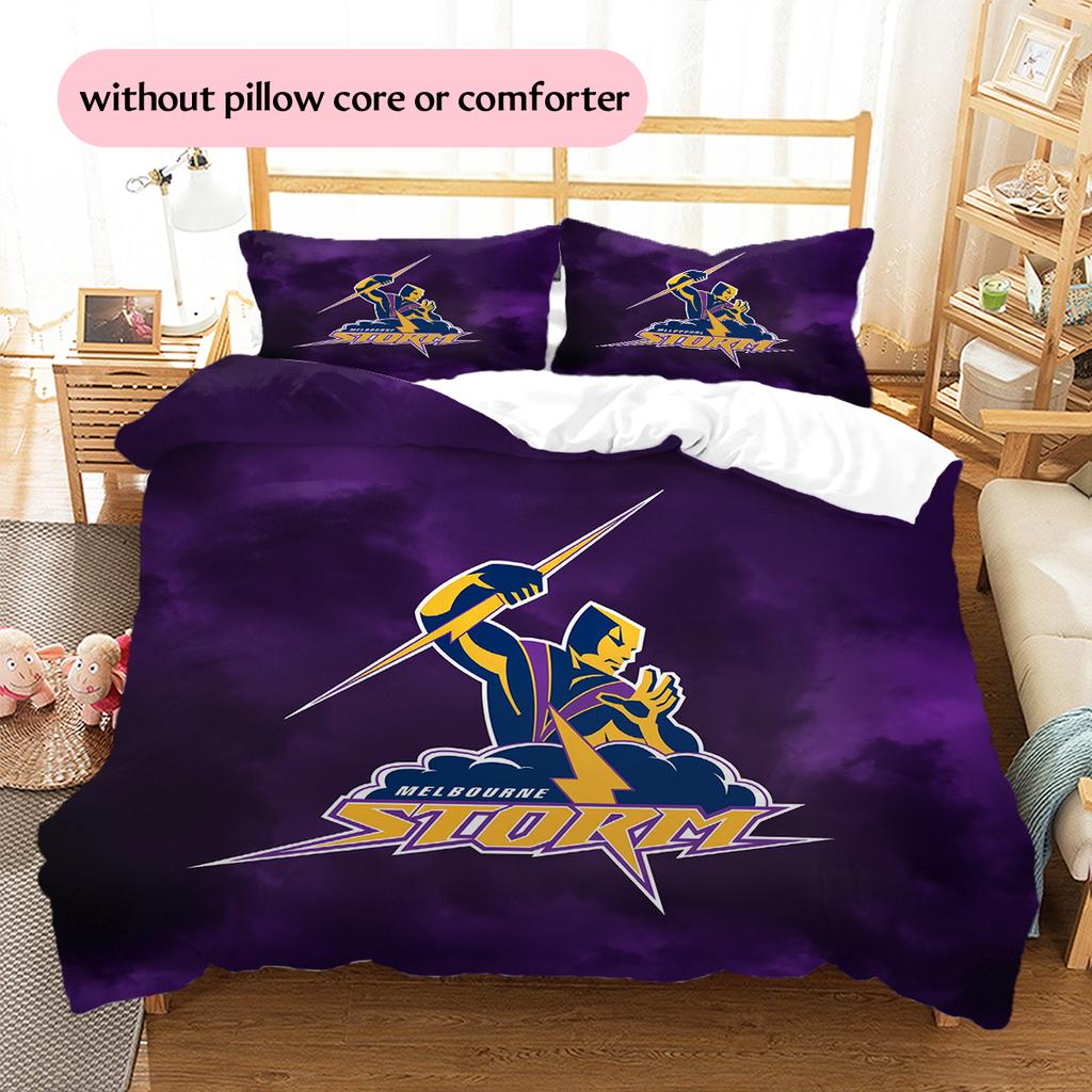 Biancheria da letto con motivo Melbourne Storm Decorazione per la casa Regalo di compleanno e festività (1 * copripiumino + 2 * federa, senza nucleo)