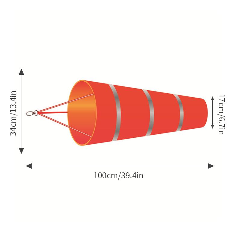 60/80/100Cm Windsock Outdoor Wind Direction Measurement Reflective Belt Rip-Stop Weather Vane For Airport Aviation Garden Farm